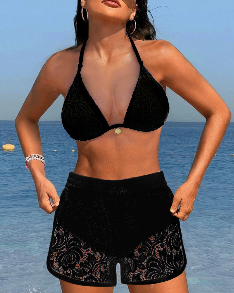 Idske® | Elegante Effen Kanten Bikiniset
