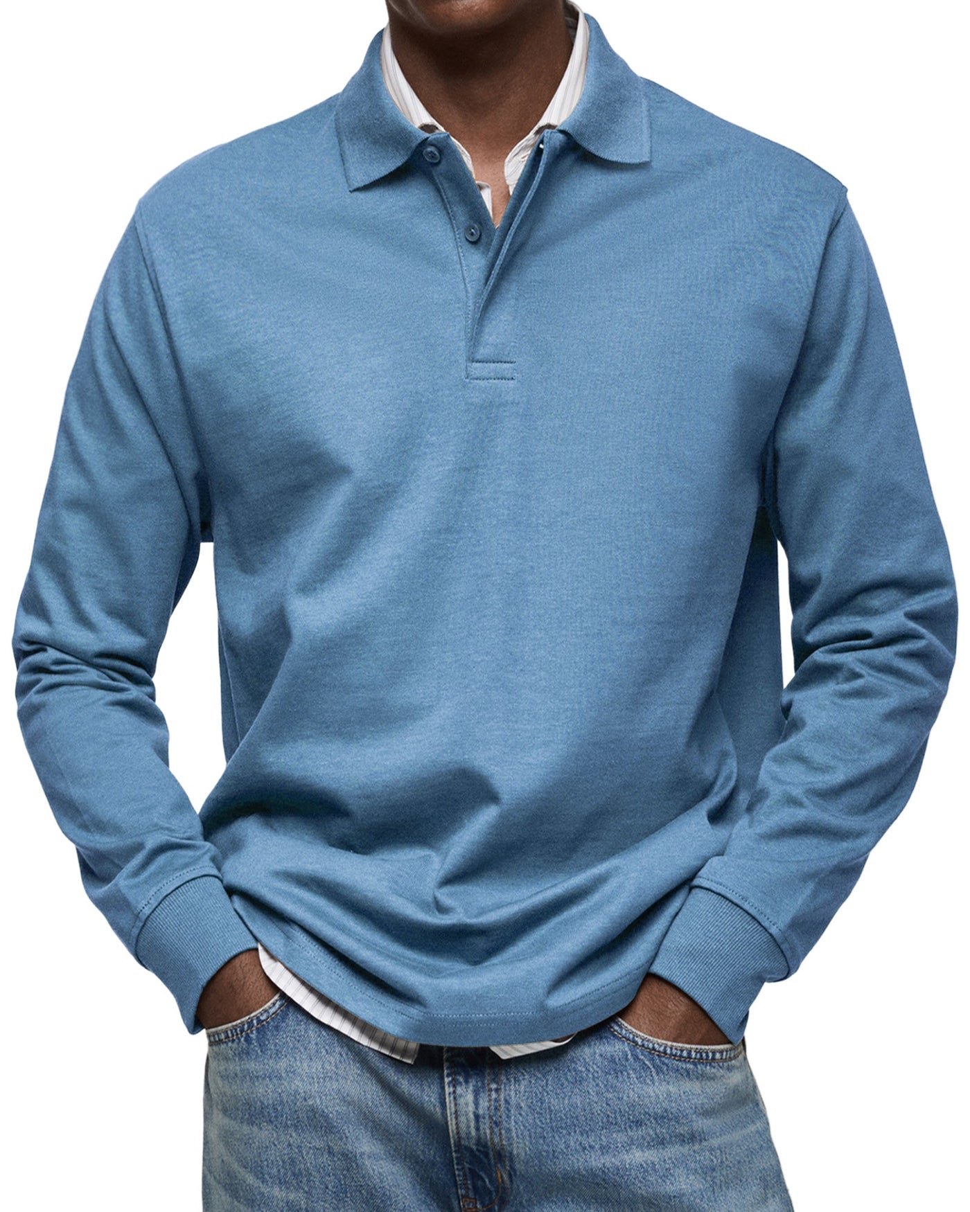 Mason™ | Casual Heren Polo met Lange Mouwen