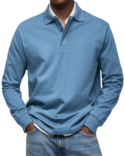 Mason™ | Casual Heren Polo met Lange Mouwen
