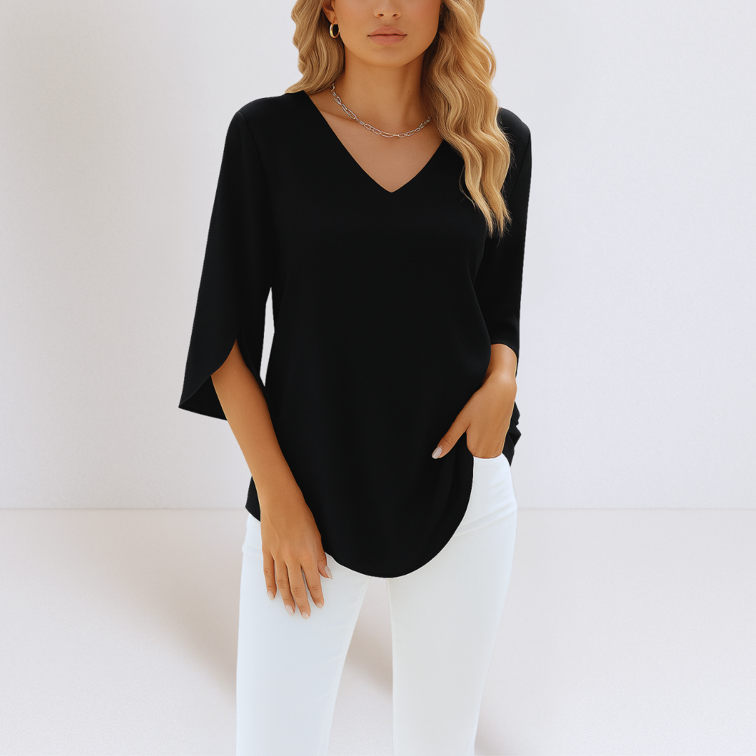 Wies™ | Luchtige V-hals Blouse met Elegante Mouwen