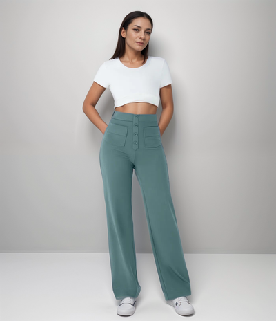 Jelena™ | Elastische broek met hoge taille