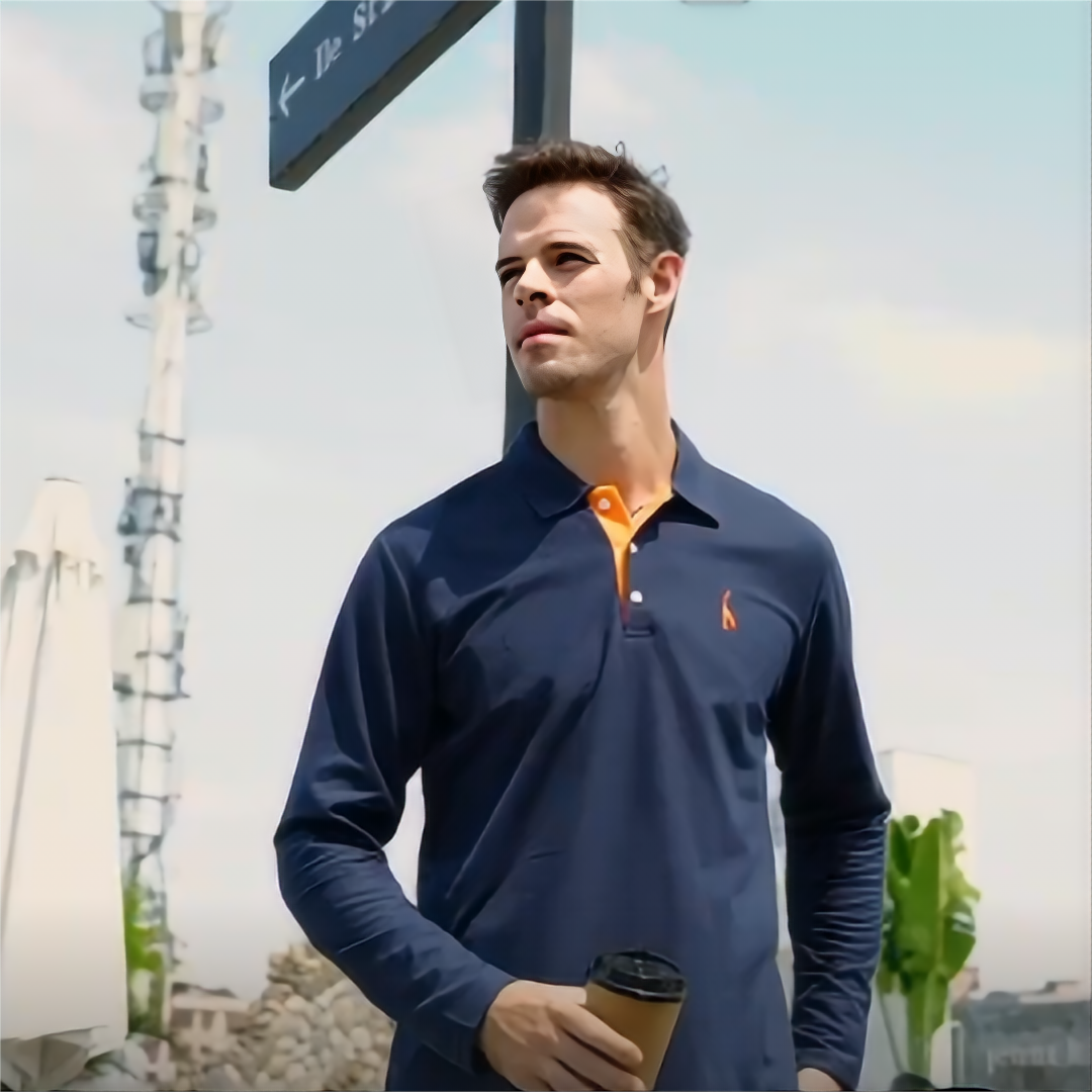 Lenien™ | Lange Mouw Polo met Contrastdetail