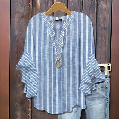 Elara™ | Luchtige Blouse met Ruffle-Mouwen en Bladerenprint