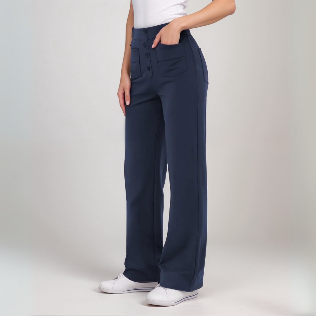 Jelena™ | Elastische broek met hoge taille