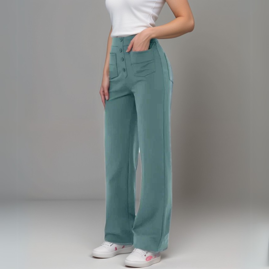 Jelena™ | Elastische broek met hoge taille