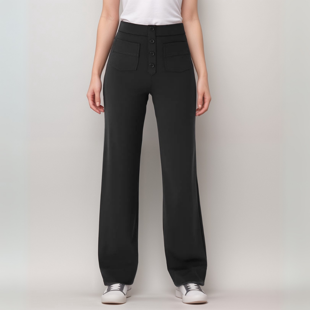 Jelena™ | Elastische broek met hoge taille