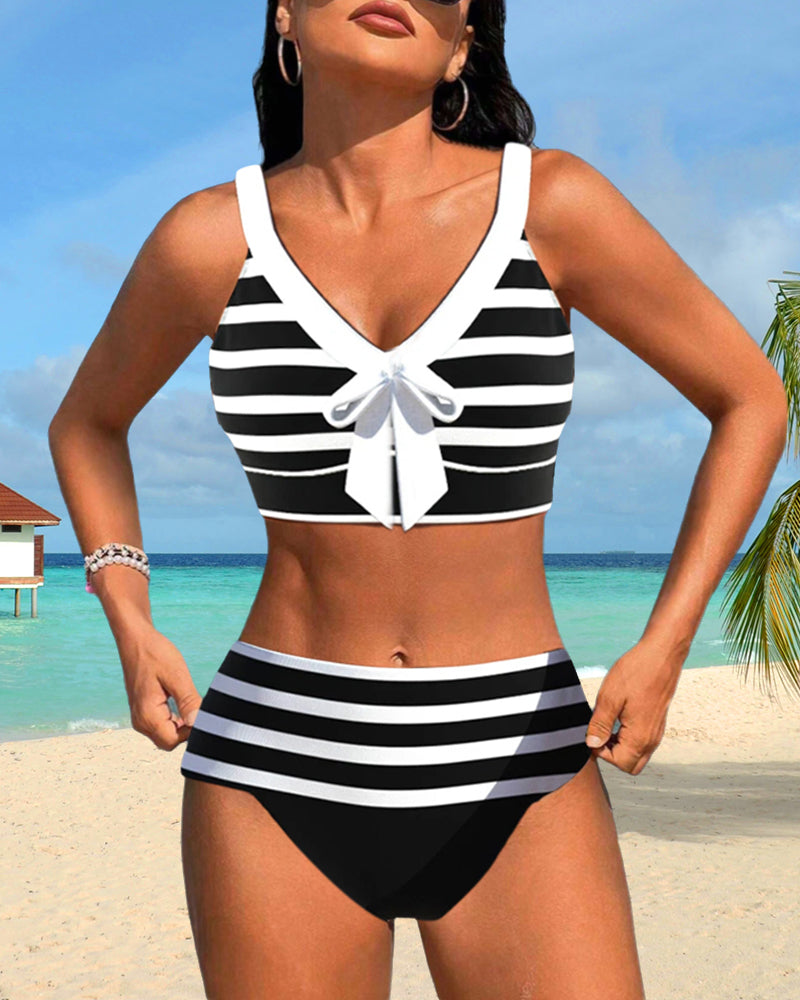 Nel® | Gestreepte bikini met hoge taille