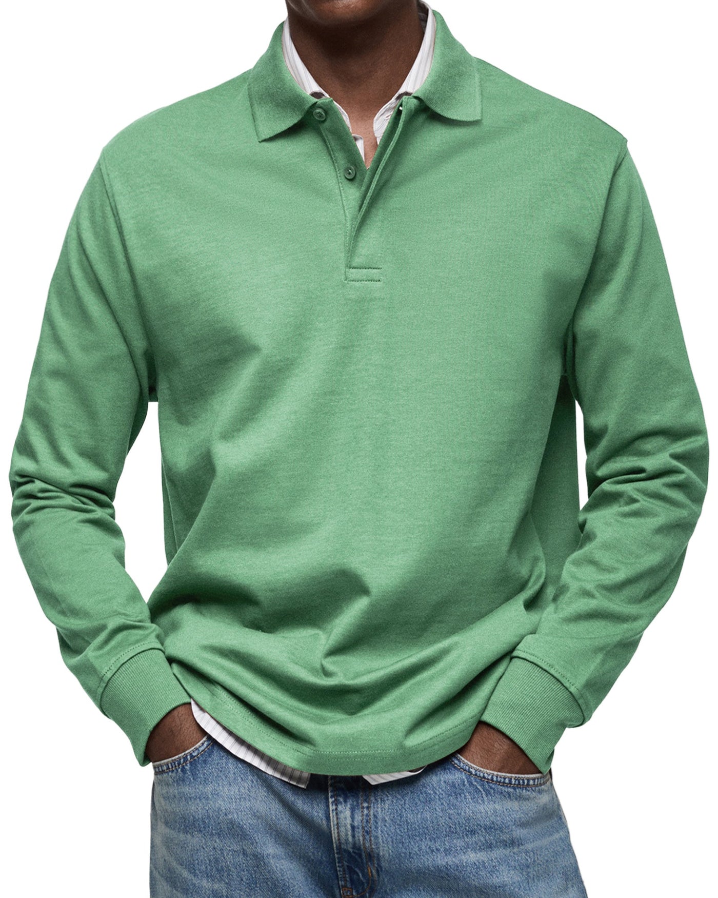 Mason™ | Casual Heren Polo met Lange Mouwen