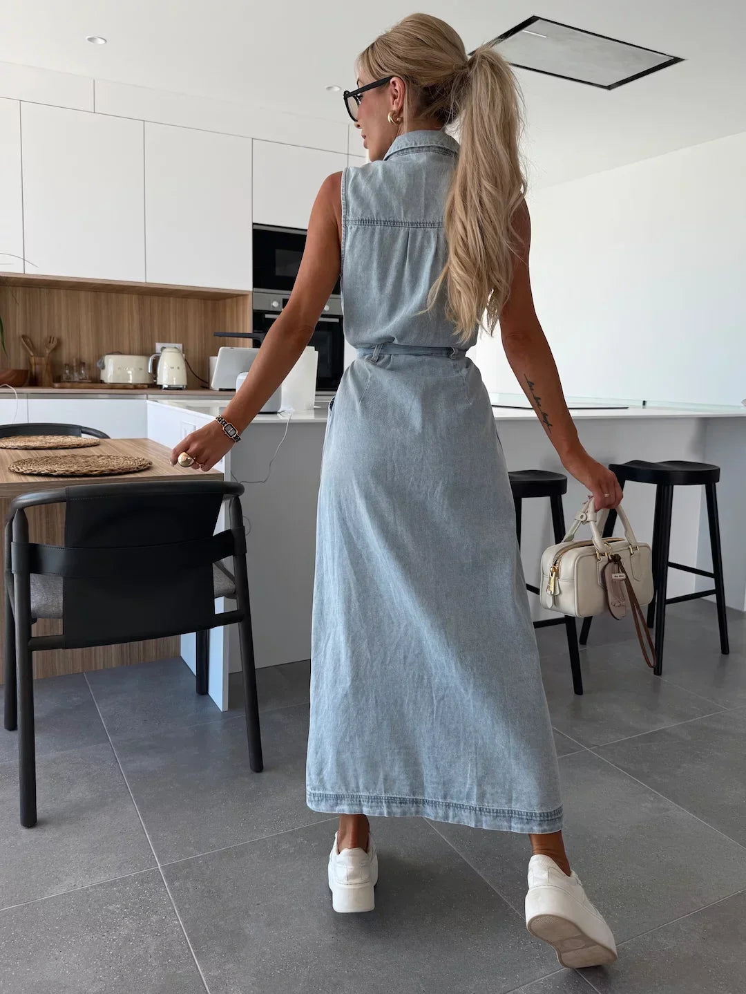 Noor™ | Mouwloze Denim Jurk