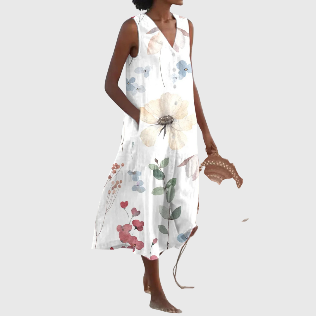 Annelies™ | Zomerse Mouwloze Jurk met Bloemenprint