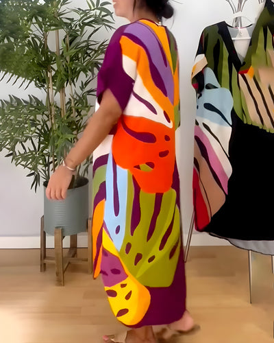 Roos™ | Artistieke Midi Jurk met Print