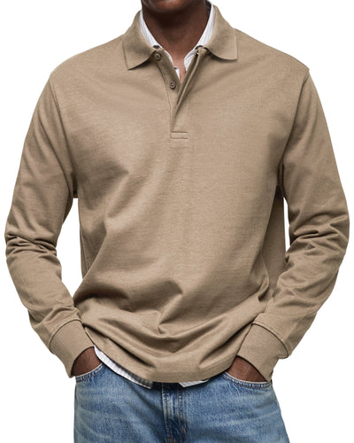 Mason™ | Casual Heren Polo met Lange Mouwen