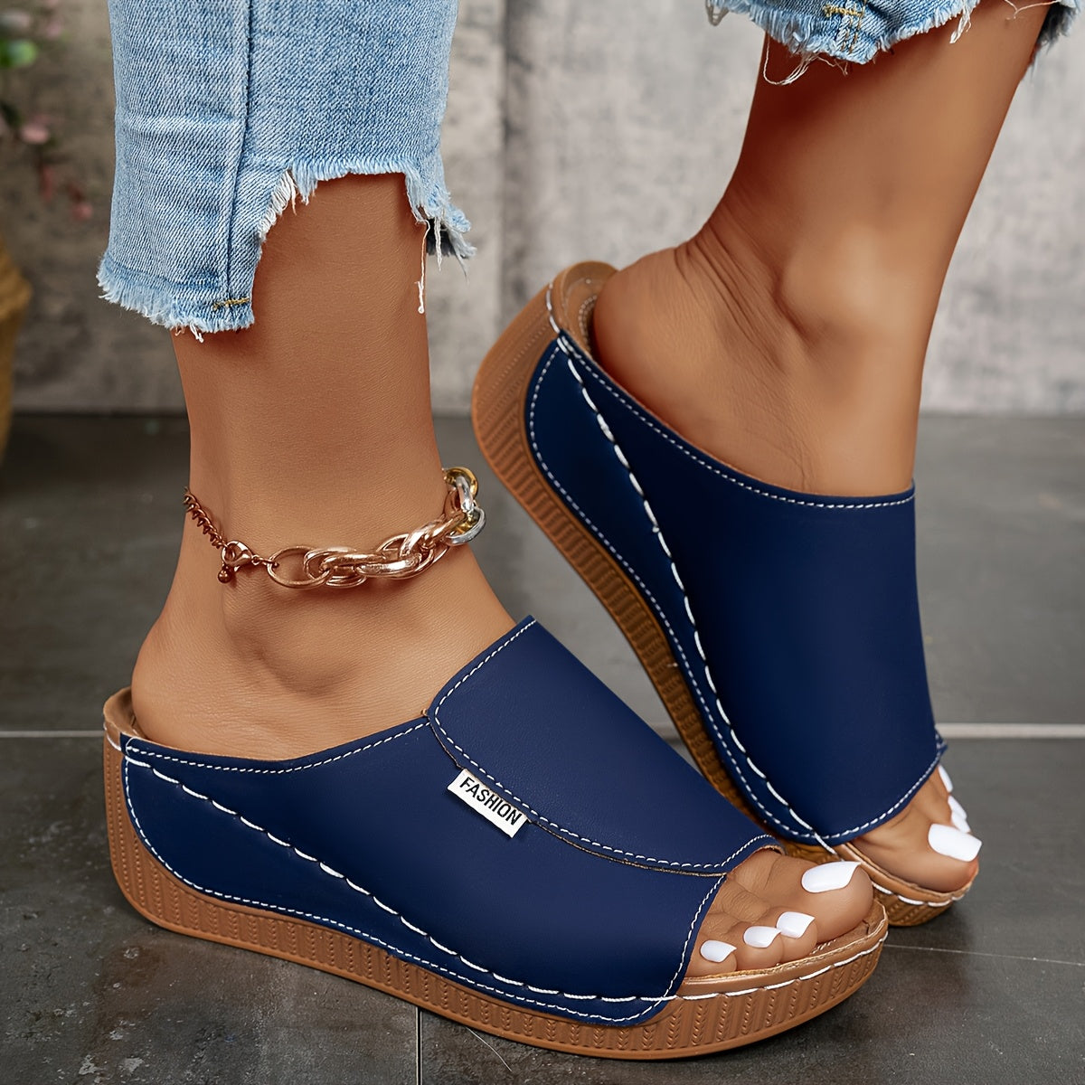 Naya™ | Comfortabele Witte Instap Sandalen met Sleehak