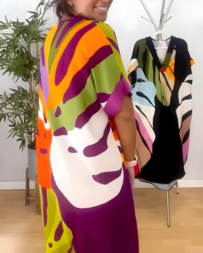 Roos™ | Artistieke Midi Jurk met Print
