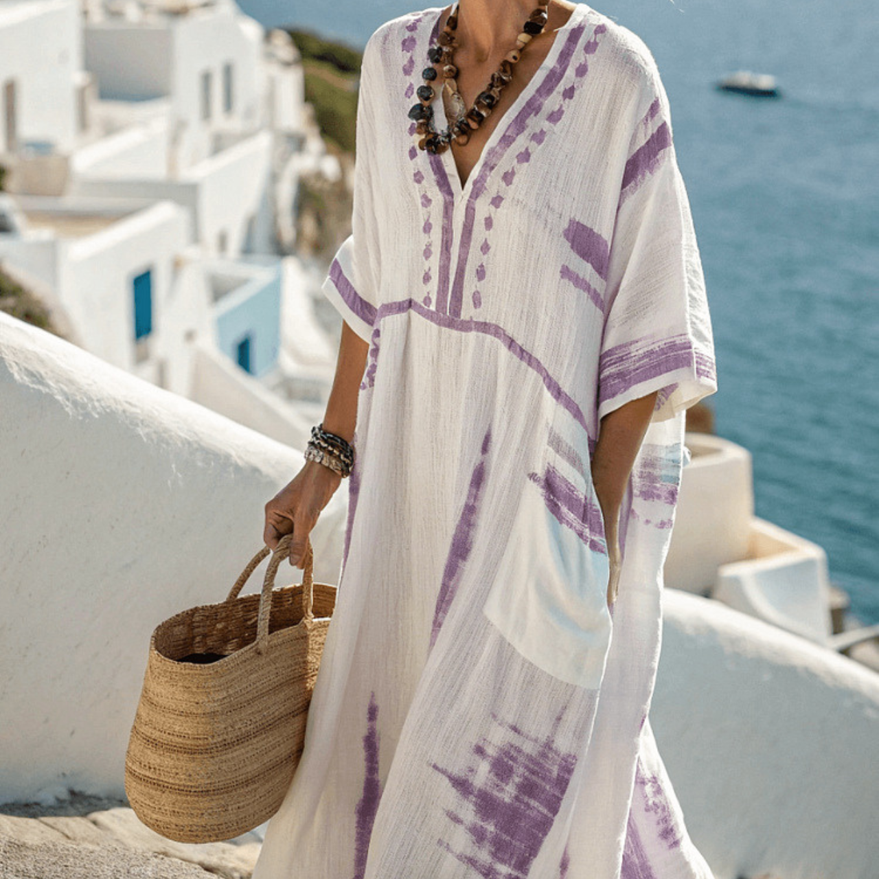 Tineke™ | Boho Zomerjurk met Kleurrijke Accenten