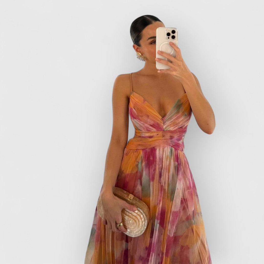 Carine™ | Maxijurk met bloemenprint