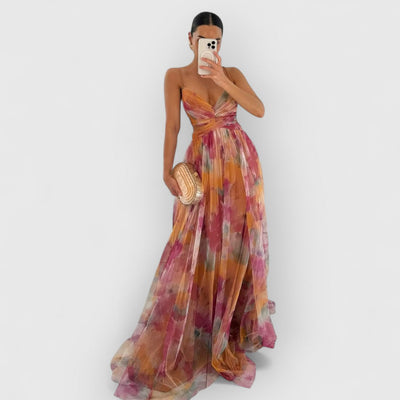 Carine™ | Maxijurk met bloemenprint