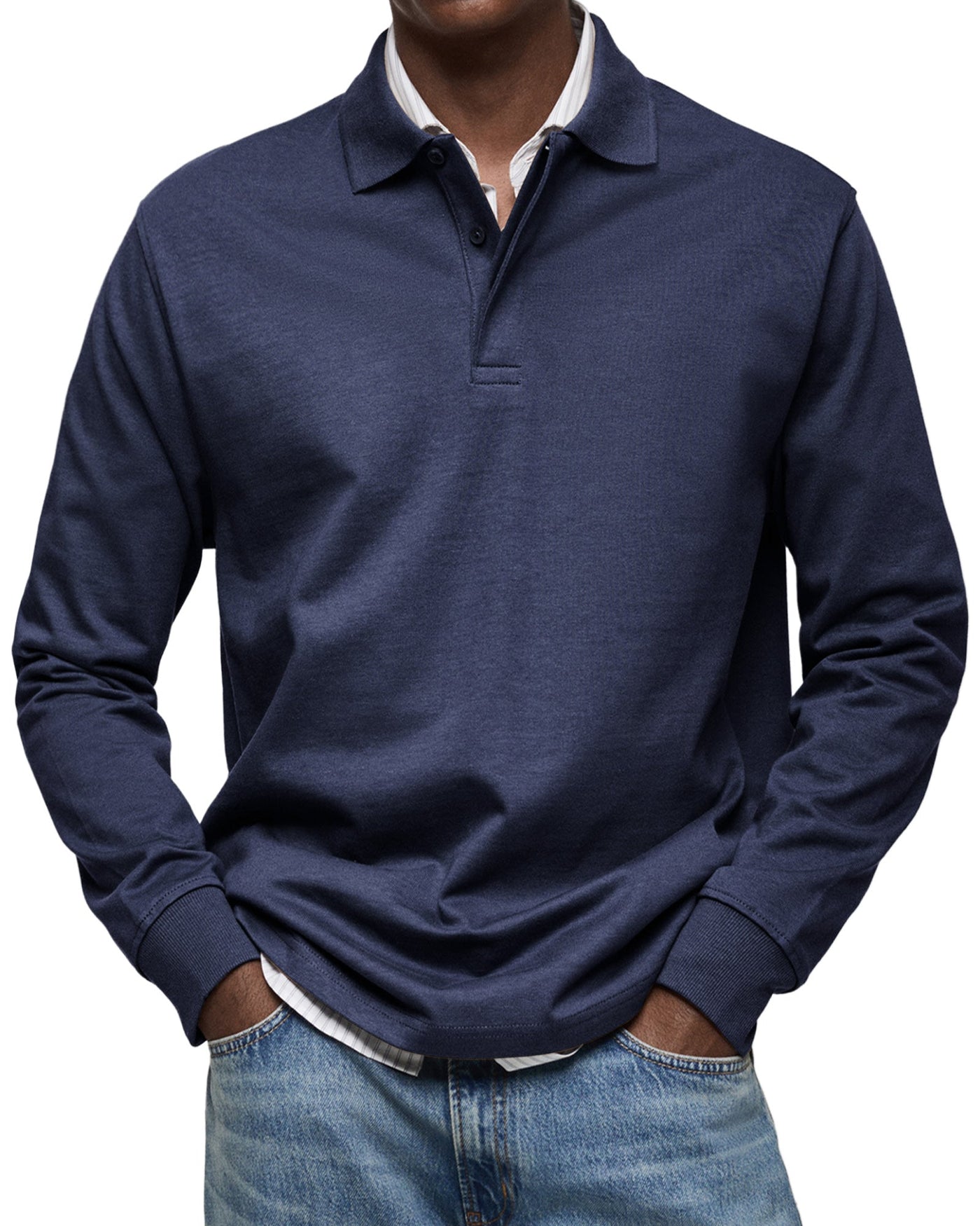 Mason™ | Casual Heren Polo met Lange Mouwen