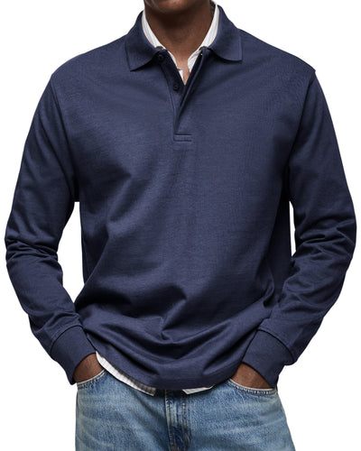 Mason™ | Casual Heren Polo met Lange Mouwen