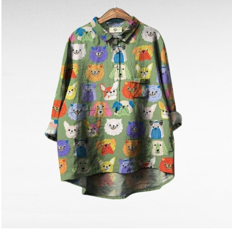 Antje™ | Casual Blouse met Honden desing