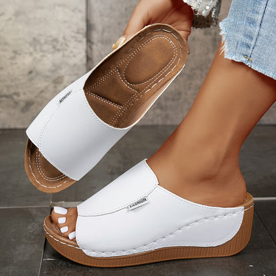 Naya™ | Comfortabele Witte Instap Sandalen met Sleehak