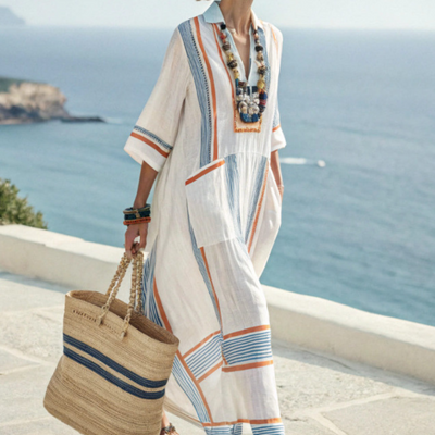 Tineke™ | Boho Zomerjurk met Kleurrijke Accenten