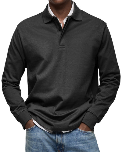 Mason™ | Casual Heren Polo met Lange Mouwen