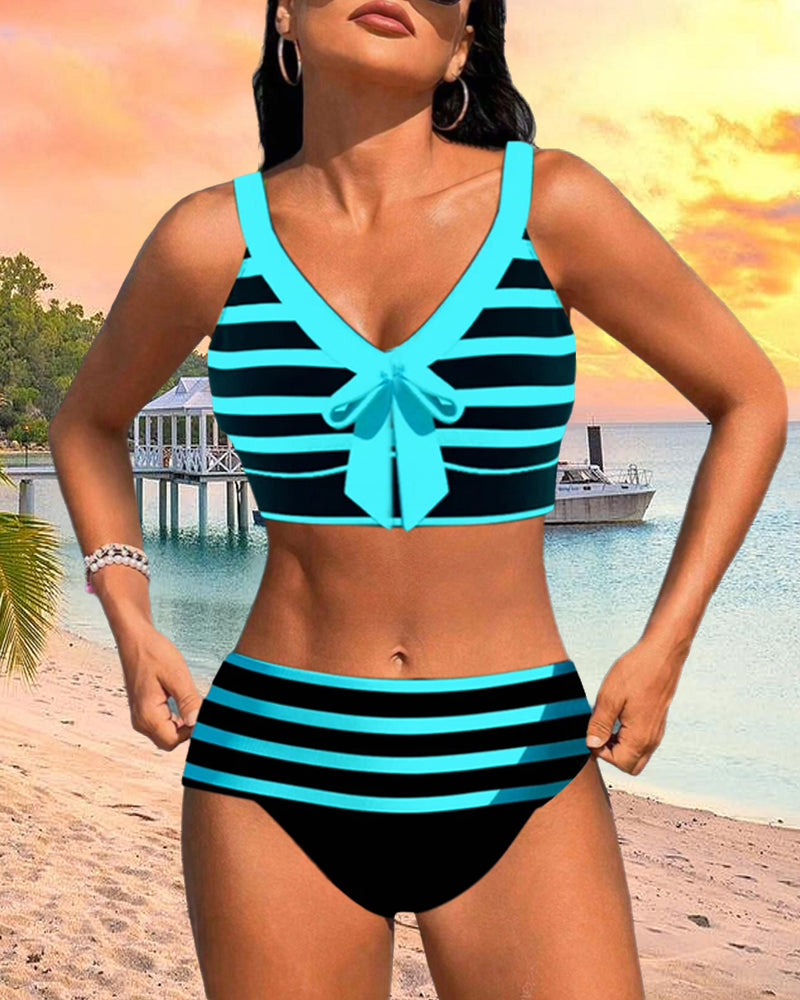 Nel® | Gestreepte bikini met hoge taille