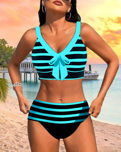 Nel® | Gestreepte bikini met hoge taille
