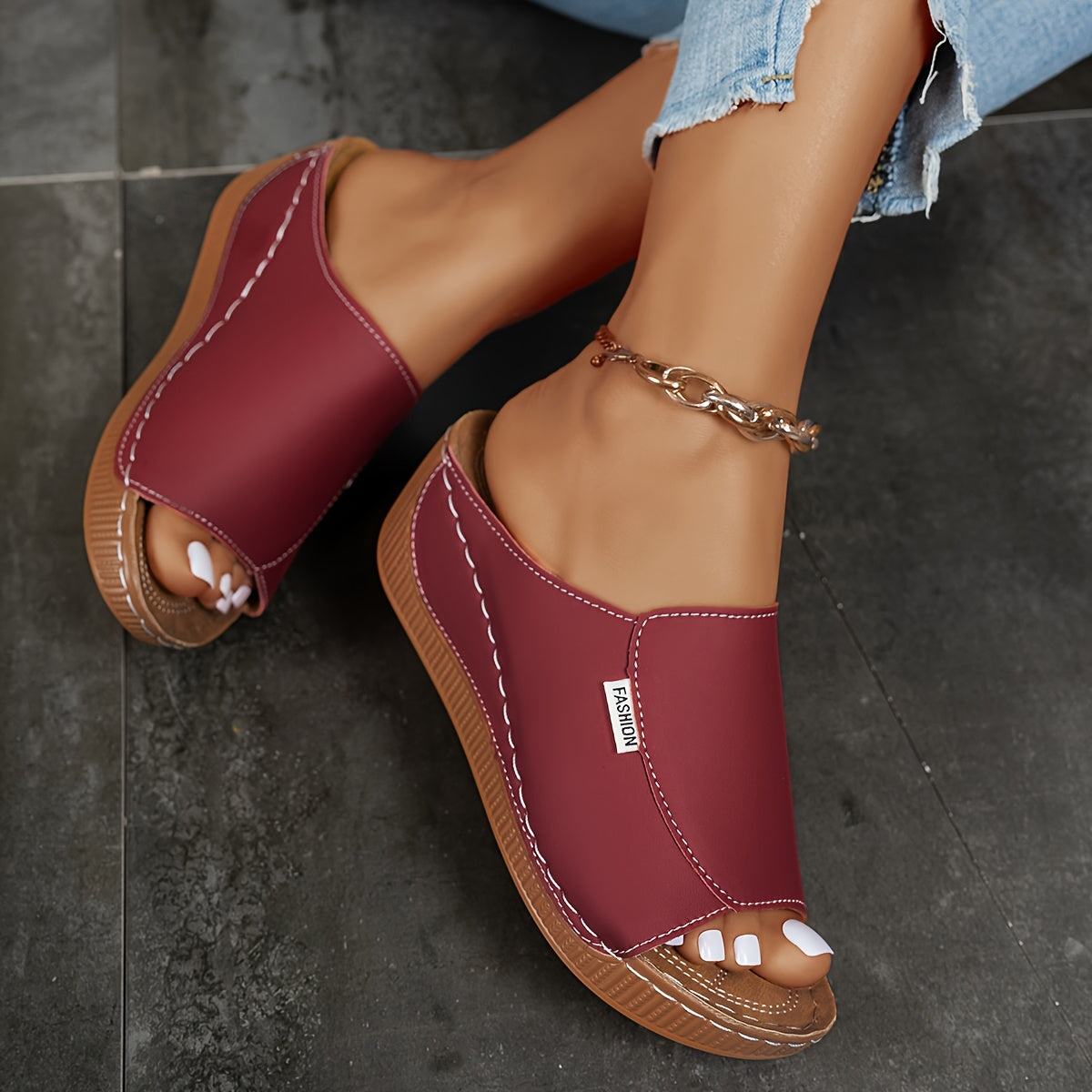 Naya™ | Comfortabele Witte Instap Sandalen met Sleehak