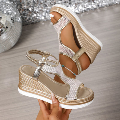 Aurelia™ | Sleehak Sandalen met Metallic Accent