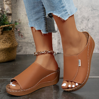 Naya™ | Comfortabele Witte Instap Sandalen met Sleehak