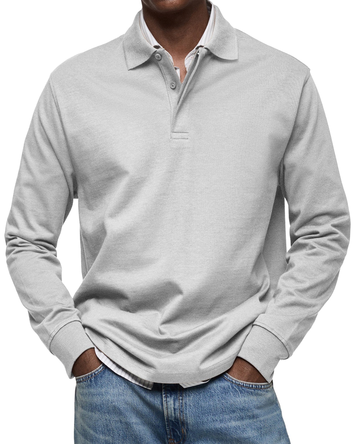 Mason™ | Casual Heren Polo met Lange Mouwen