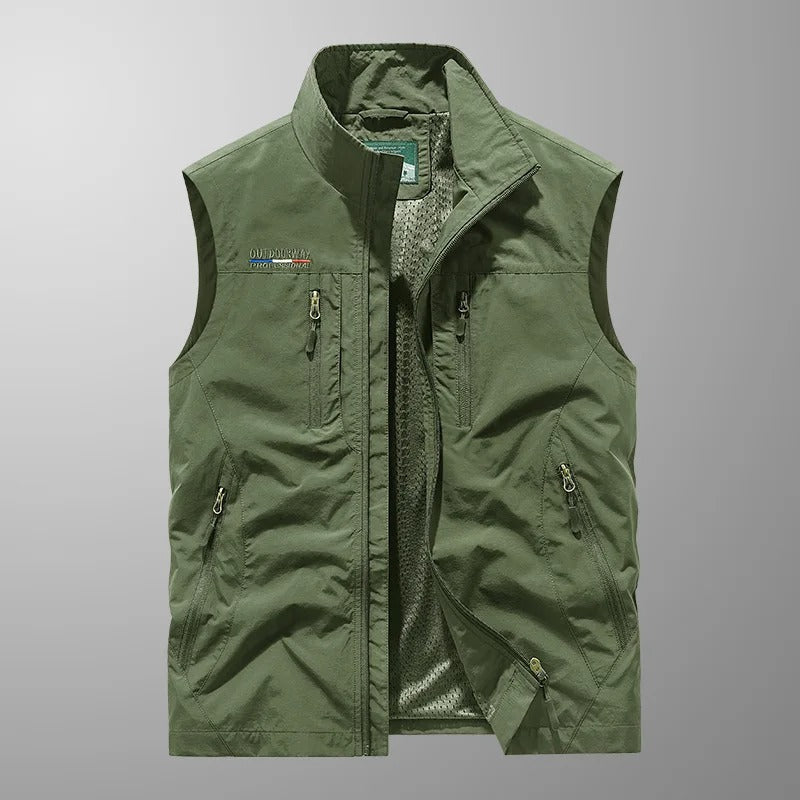 ATLAS FOR MEN - Mouwloos vest van suèdine met meerdere zakken - Heren ATLAS FOR MEN - Mouwloos vest van suèdine met meerdere zakken - Heren