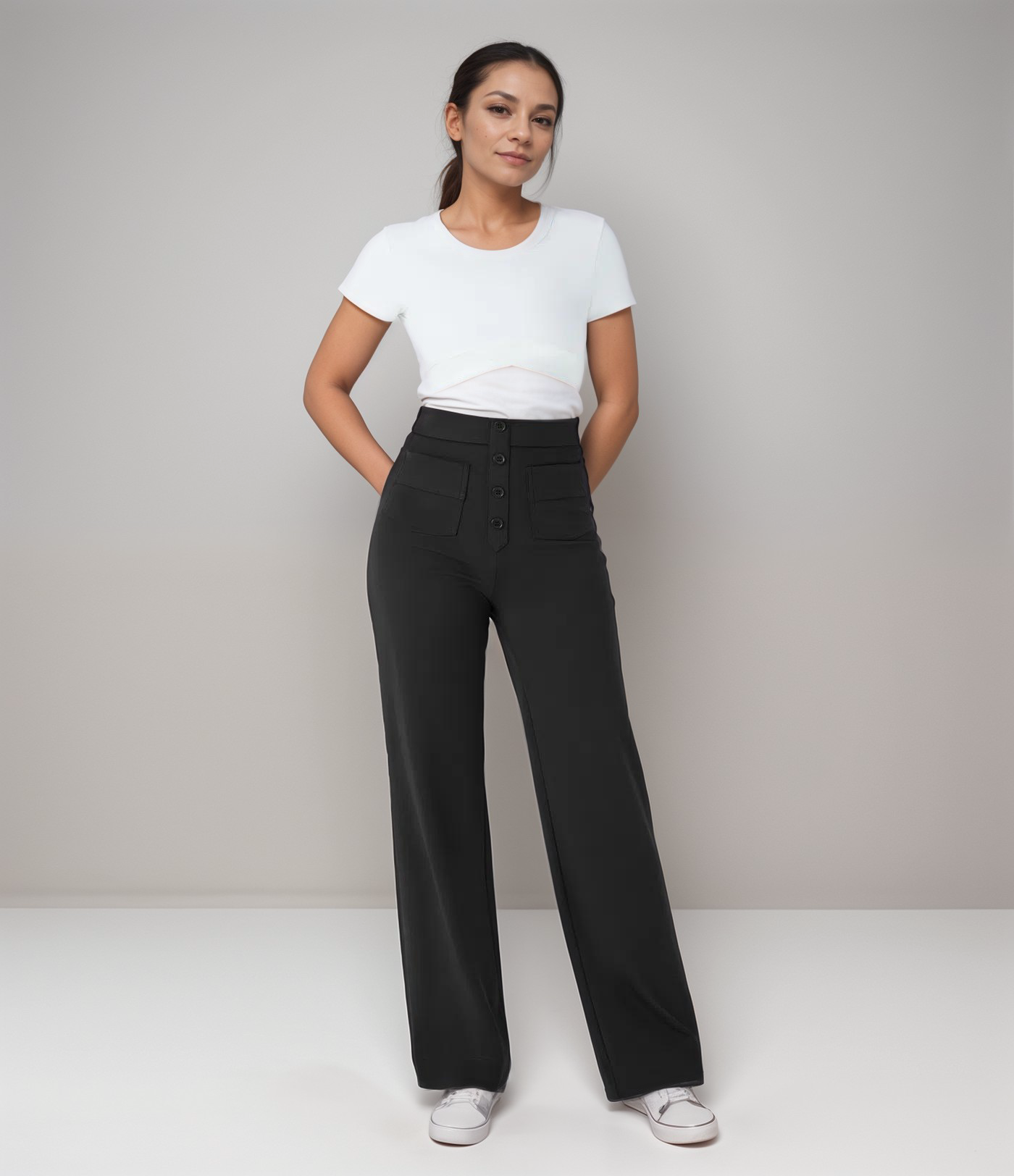 Jelena™ | Elastische broek met hoge taille