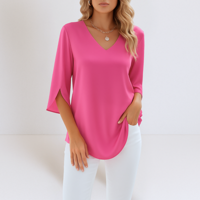 Wies™ | Luchtige V-hals Blouse met Elegante Mouwen