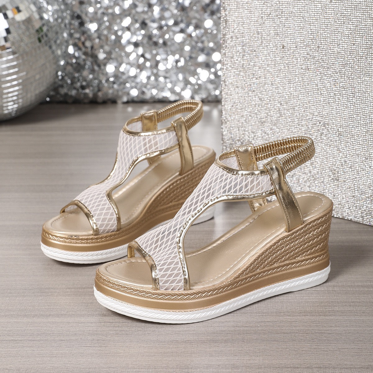 Aurelia™ | Sleehak Sandalen met Metallic Accent