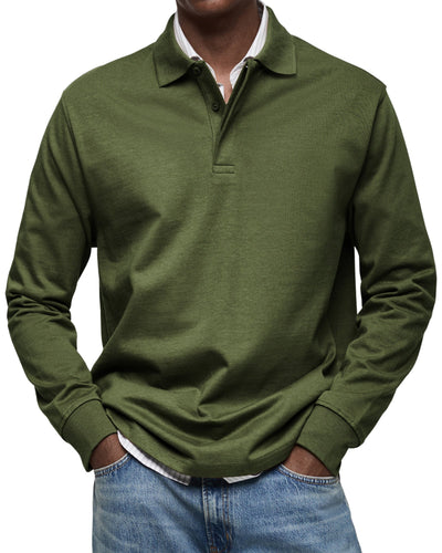 Mason™ | Casual Heren Polo met Lange Mouwen