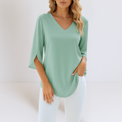 Wies™ | Luchtige V-hals Blouse met Elegante Mouwen