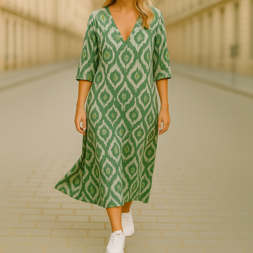 Amira™ | Luchtige Midi Jurk met Bohemian Print