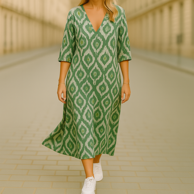Amira™ | Luchtige Midi Jurk met Bohemian Print