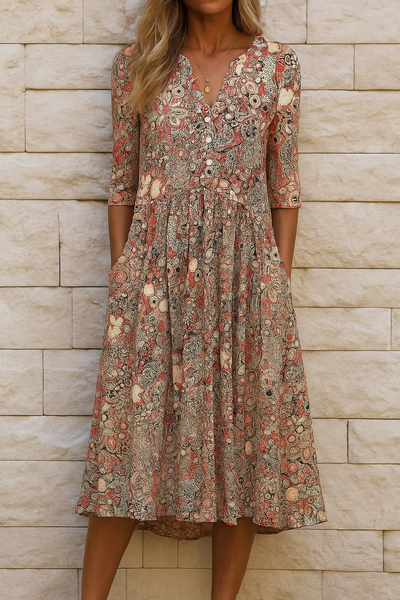 BohoLuna™ | Bohemian Maxi Jurk met Vintage Print
