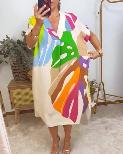 Roos™ | Artistieke Midi Jurk met Print