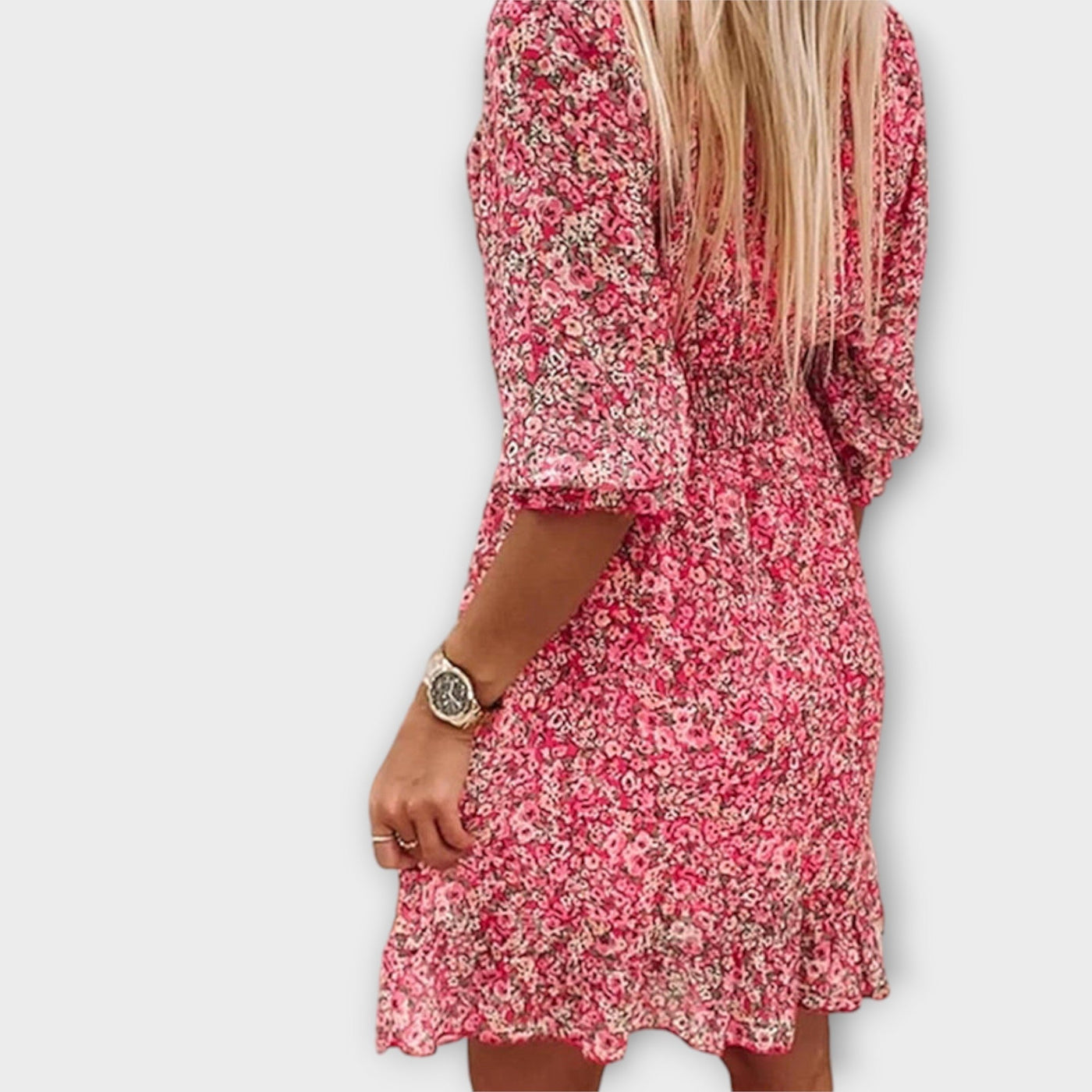 Isabelle | Bloemige Midi Jurk met Elegante Flair