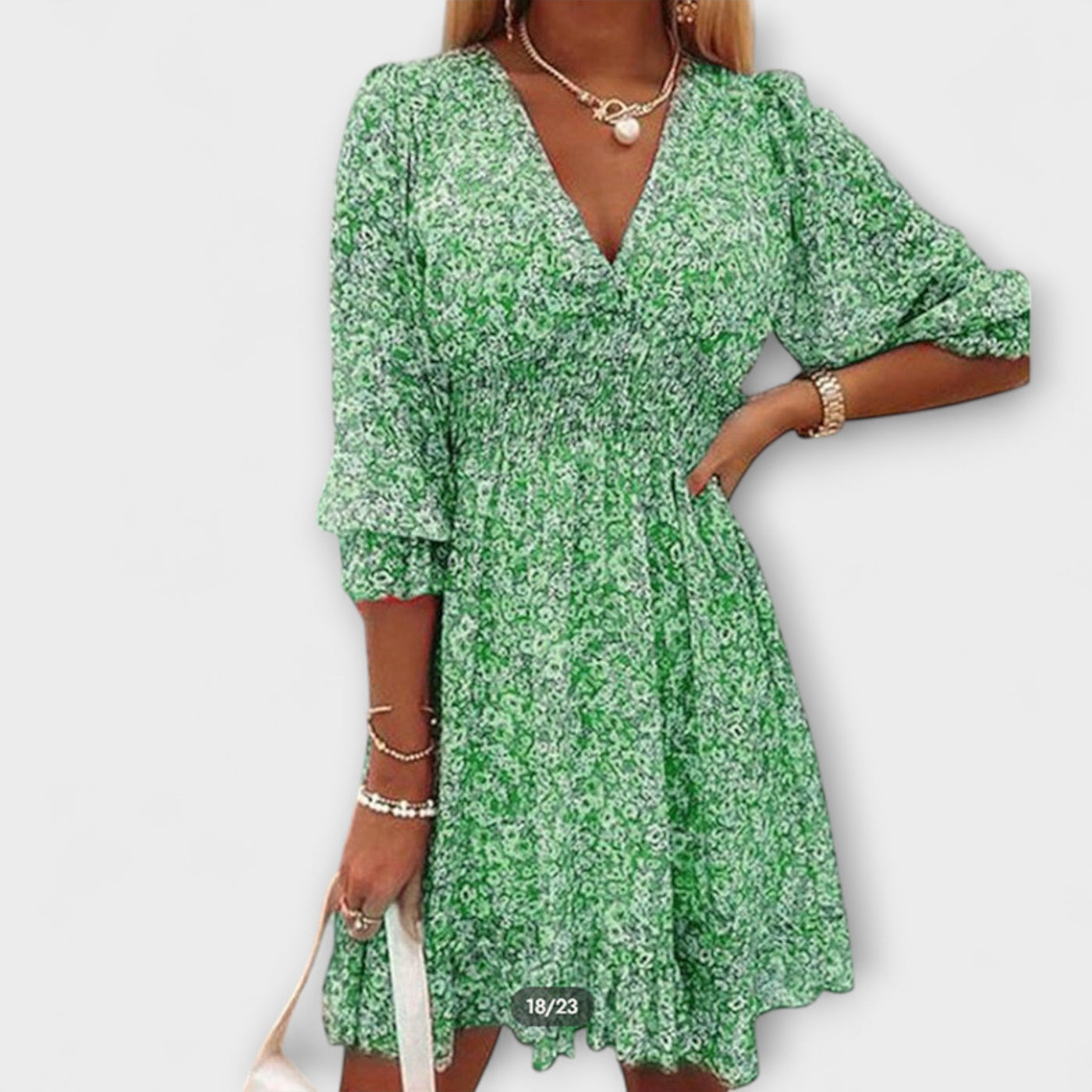 Isabelle | Bloemige Midi Jurk met Elegante Flair
