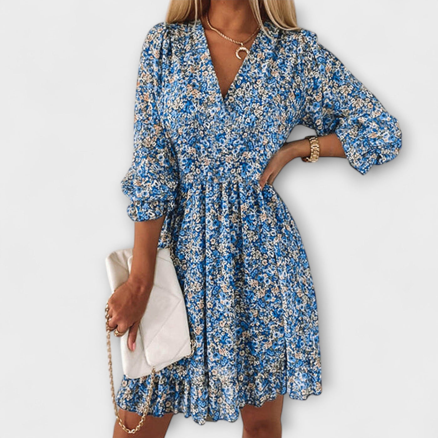 Isabelle | Bloemige Midi Jurk met Elegante Flair
