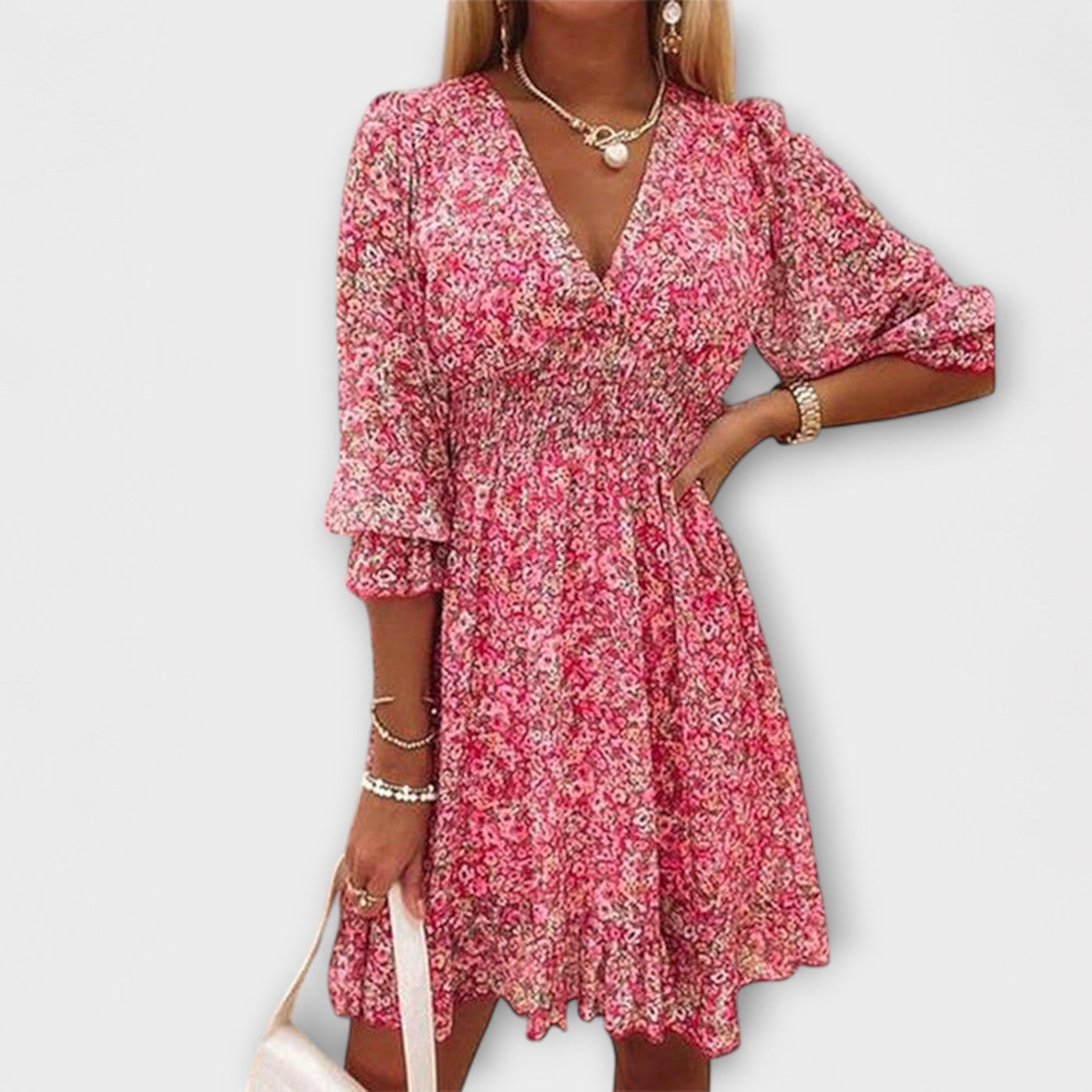 Isabelle | Bloemige Midi Jurk met Elegante Flair