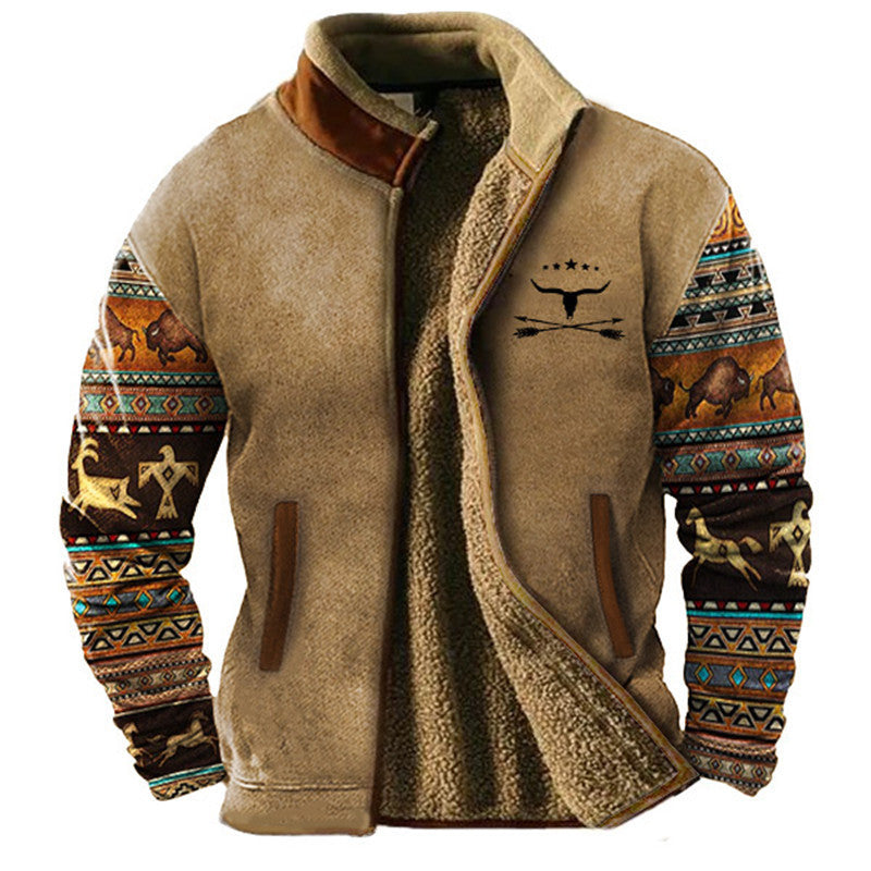 Logan™ | Fleece Jas met Etnische Print