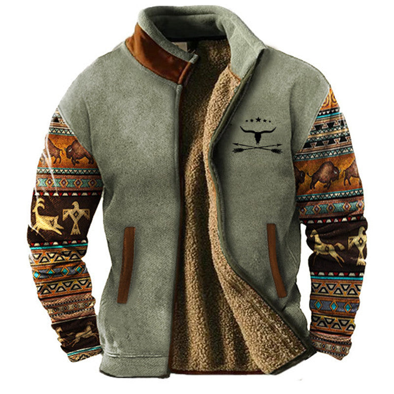 Logan™ | Fleece Jas met Etnische Print