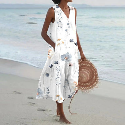 Annelies™ | Zomerse Mouwloze Jurk met Bloemenprint